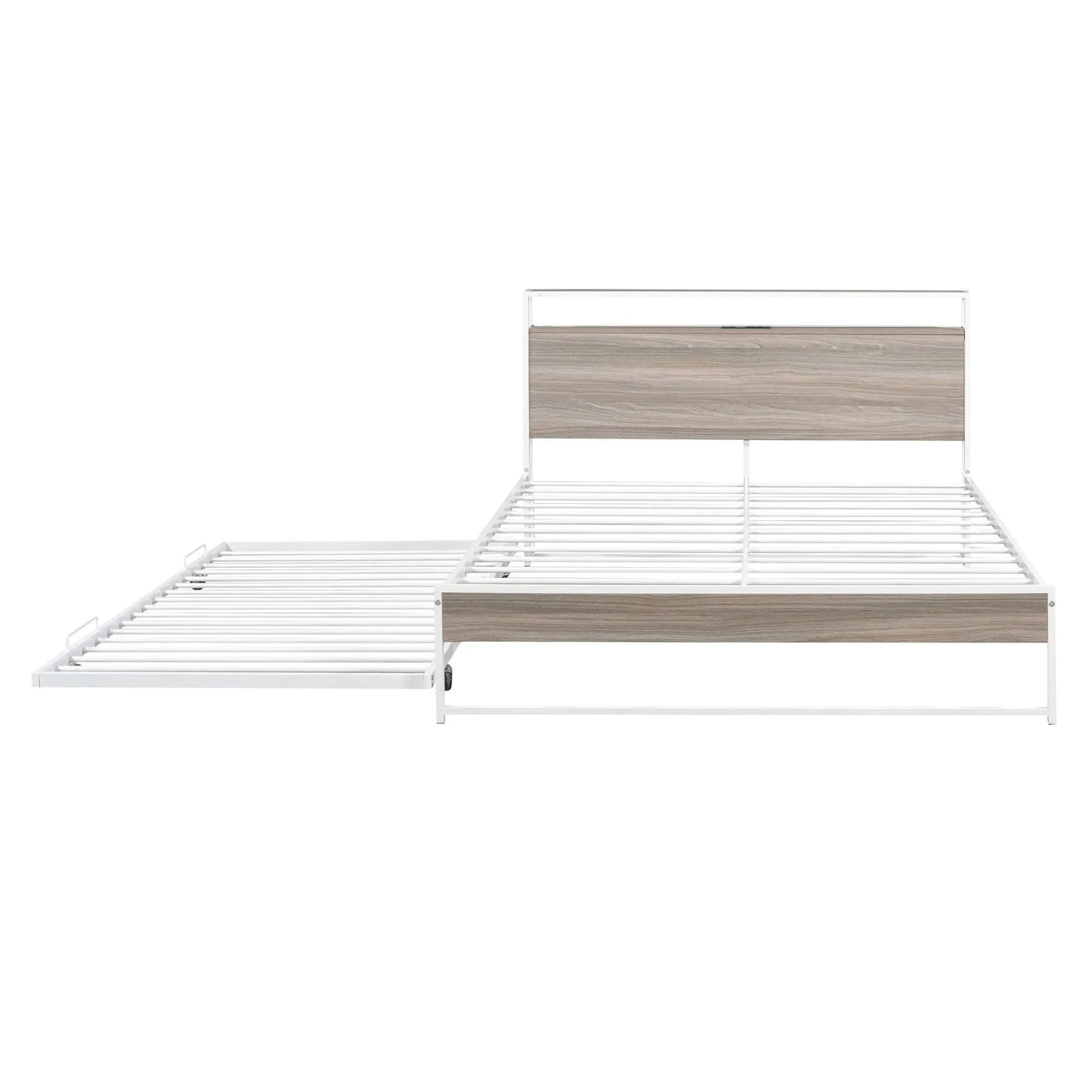 Platform Bed Frame With Trundle, USB Ports And Slat Support, No Box Spring Needed by Unique Piece Furniture