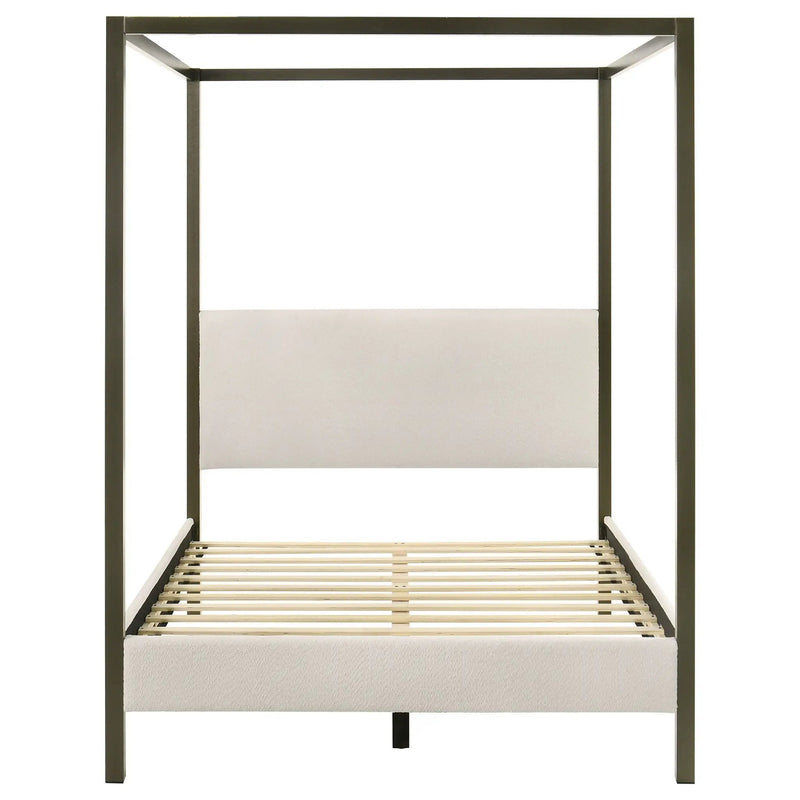 Monroe Upholstered Queen Canopy Bed Vanilla by Unique Piece Furniture