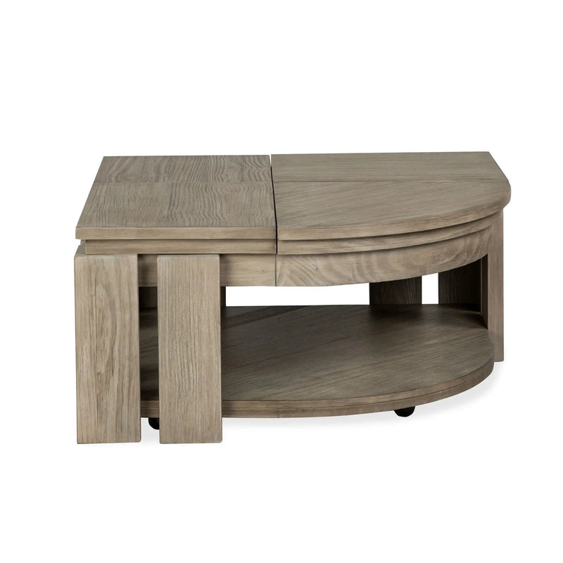 Conrad - Pie Shaped Lift Top Cocktail Table With Casters - Stone Harbor Gray by Unique Piece Furniture