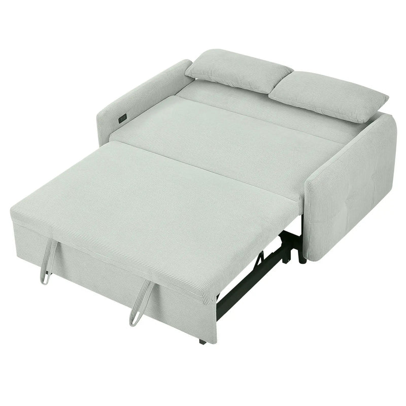 Pull-Out 2 Seat Modern Sleeper Sofa With 2 Throw Pillows And USB Ports by HouseOfZazla