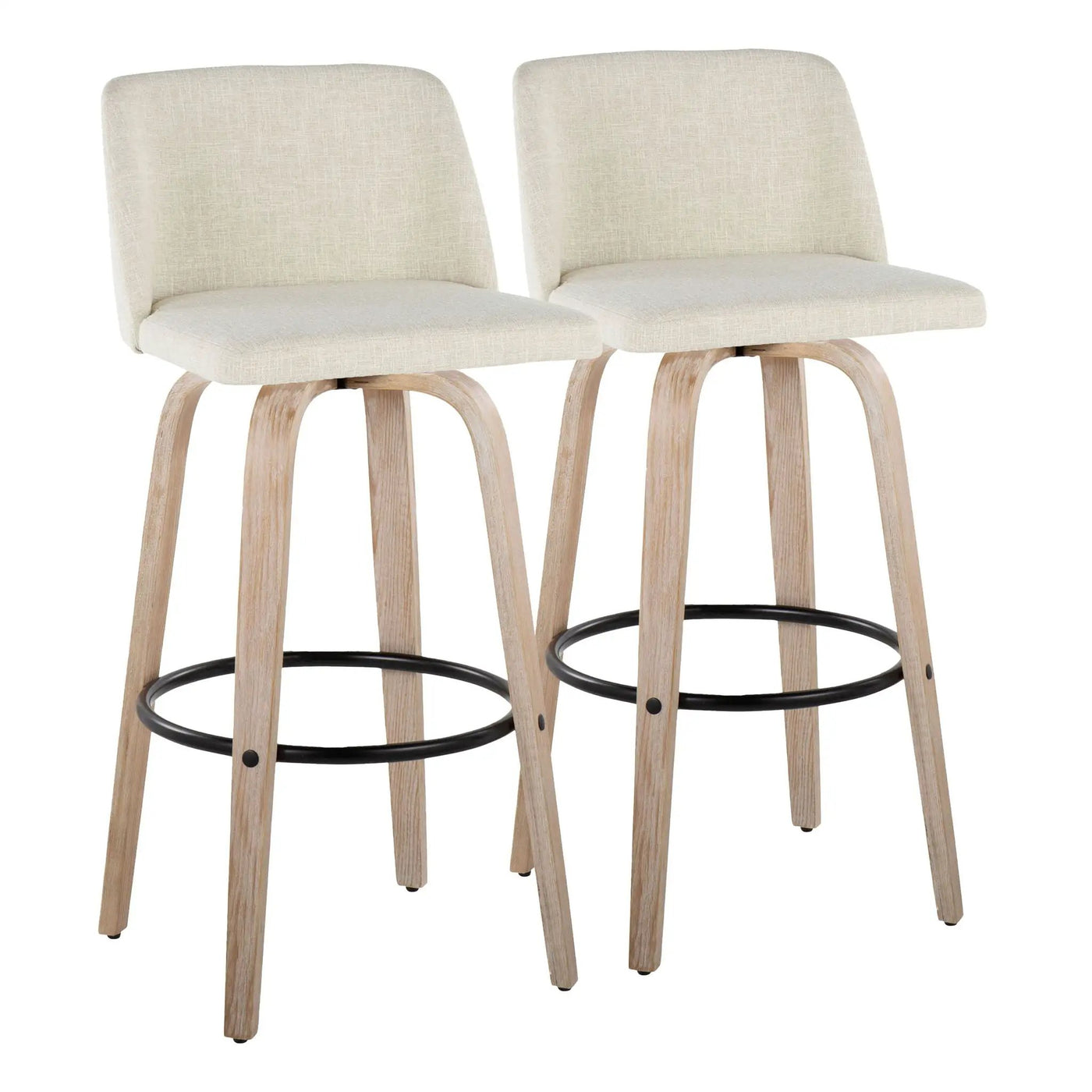 Toriano - Contemporary Fixed Height Barstool Swivel And Round Footrest (Set of 2) by HouseOfZazla