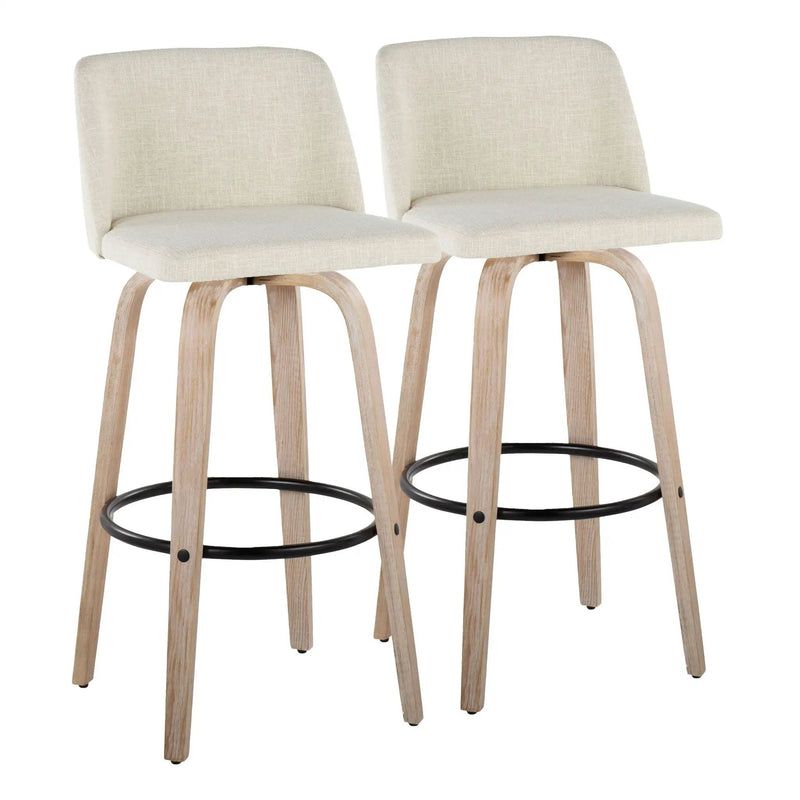 Toriano - Contemporary Fixed Height Barstool Swivel And Round Footrest (Set of 2) by HouseOfZazla