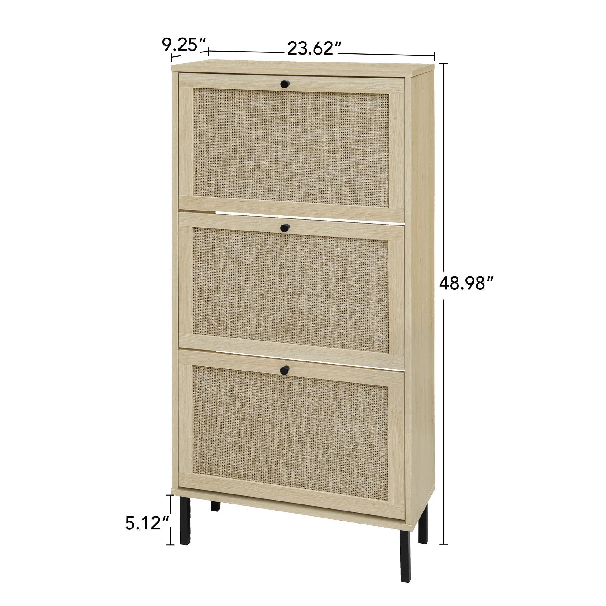 Modern Rattan 3 Door Shoe Rack Cabinet for Entryway by HouseOfZazla