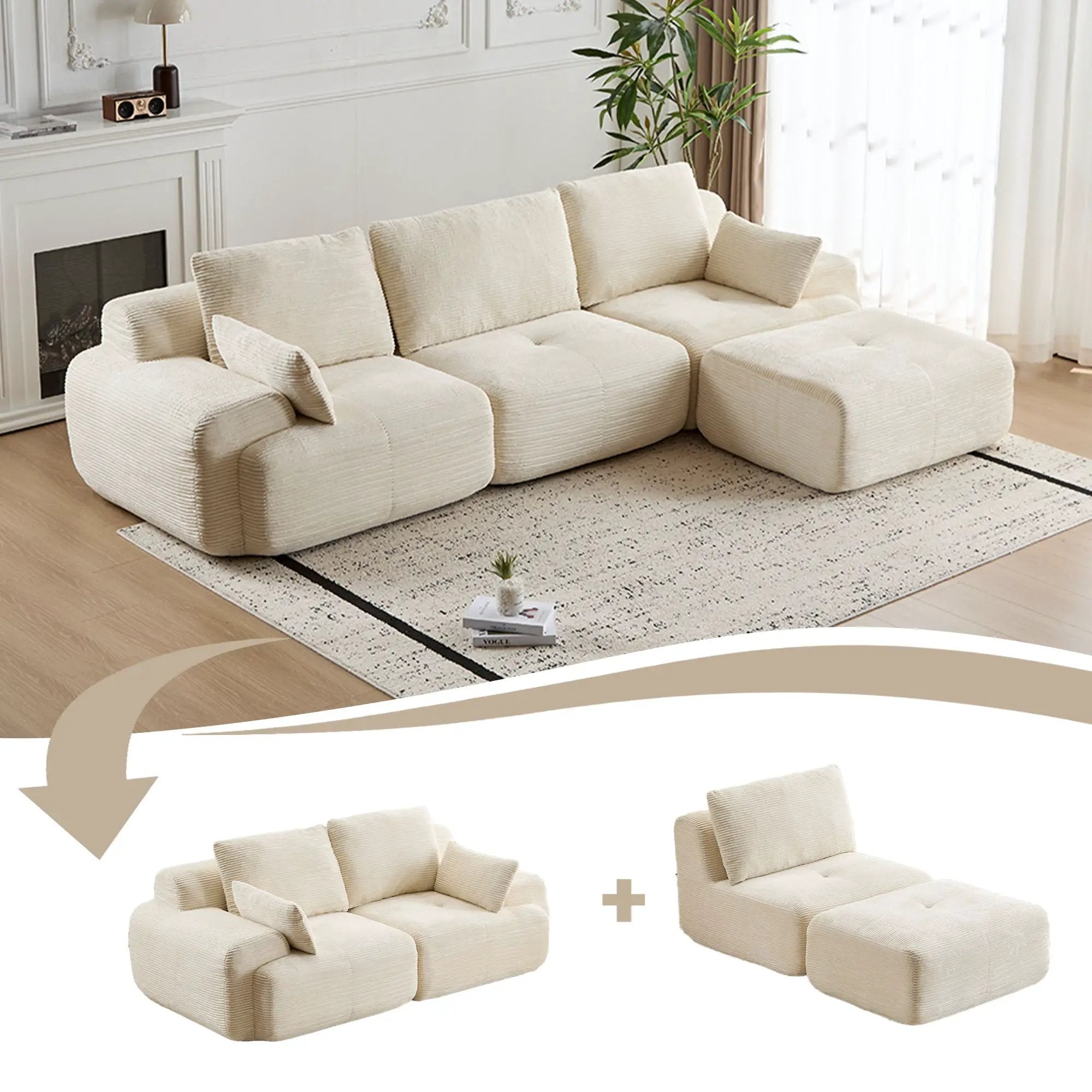 Compressed Sofa, Large Sectional Couches For Living Room by Unique Piece Furniture