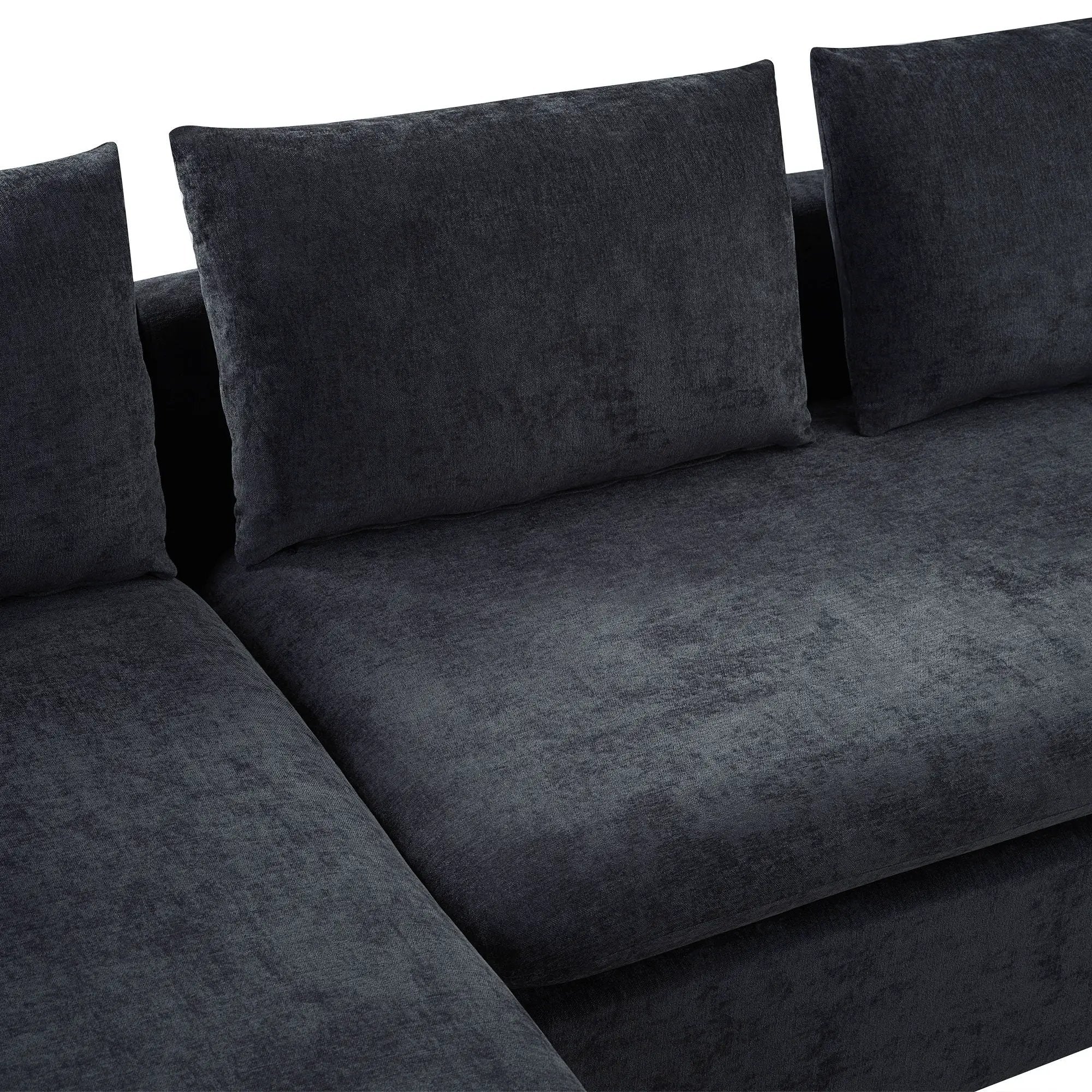 Modern L Shaped Sectional Sofa With Upholstery And Wooden Storage