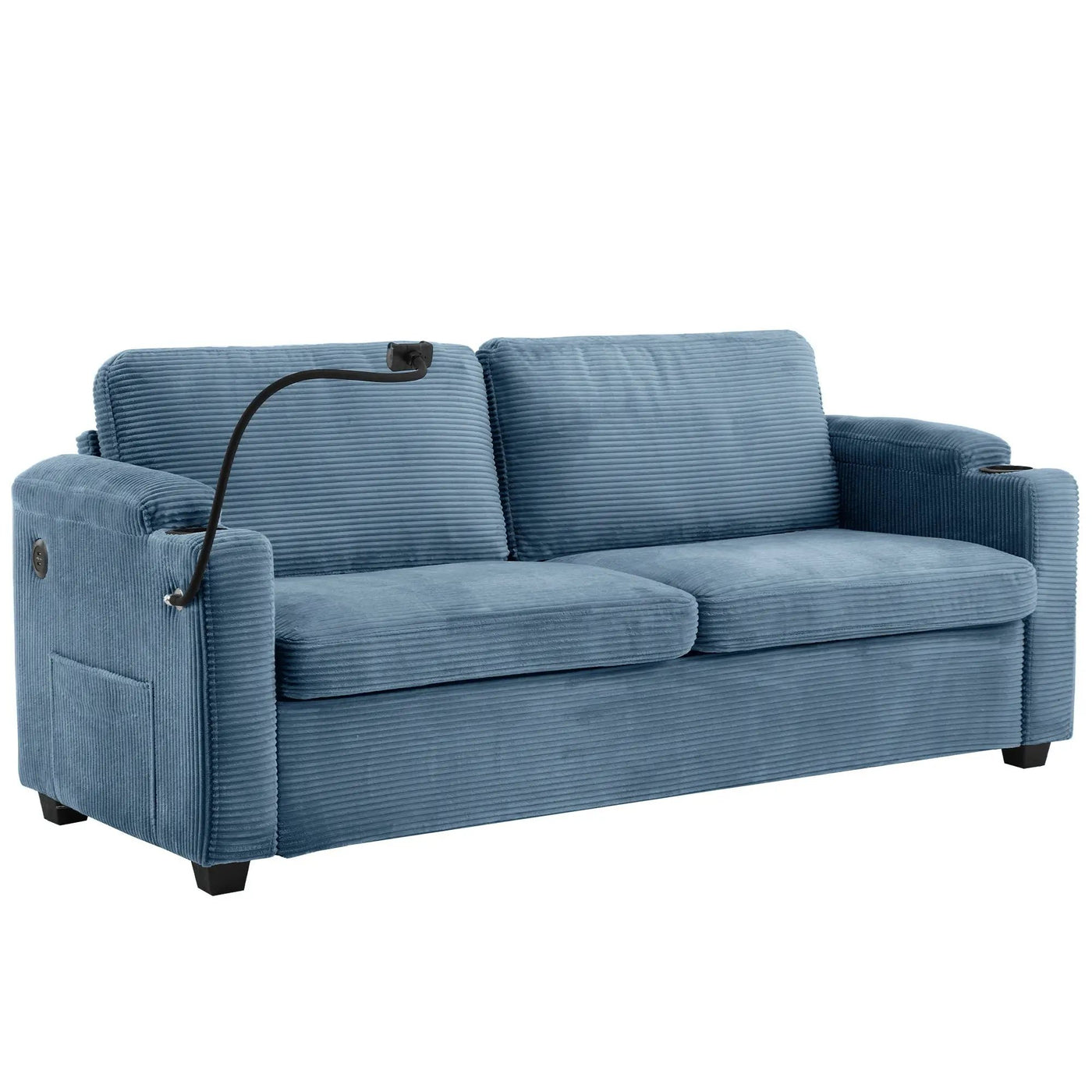 Sleeper Sofa Loveseat Sofa With Full Size Mattress, 2 USB Ports, 2 Cup Holders, 2 Side Pockets And Phone Holder by HouseOfZazla