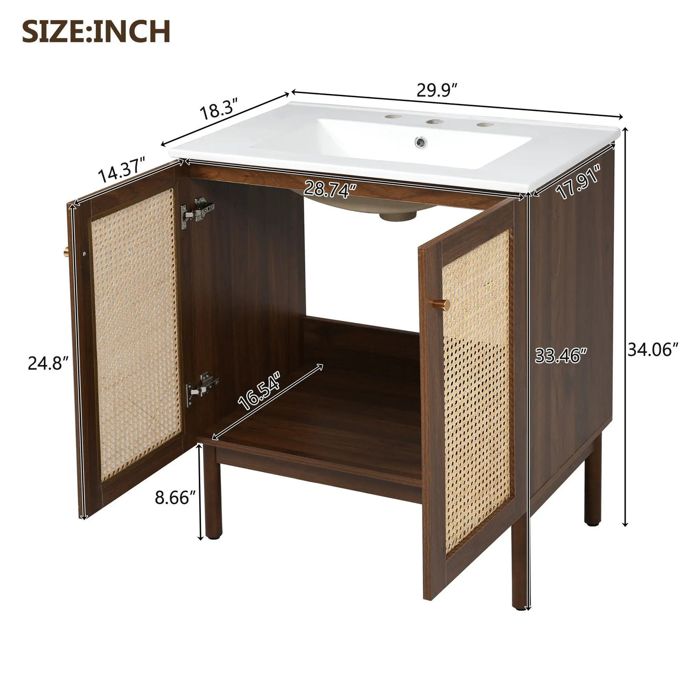 Bathroom Vanity Cabinet With Doors, Soft Close Design by HouseOfZazla