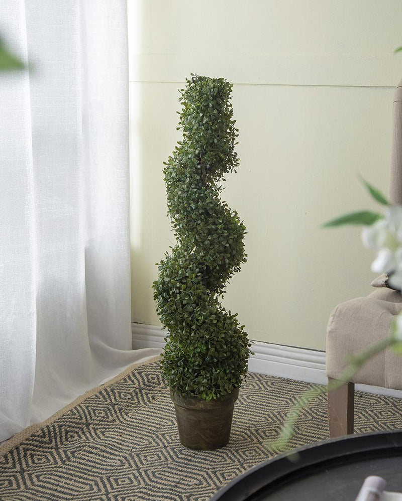 7.5x7.5x35" 3 Foot Tall Artificial Spiral Boxwood Tree by HouseOfZazla