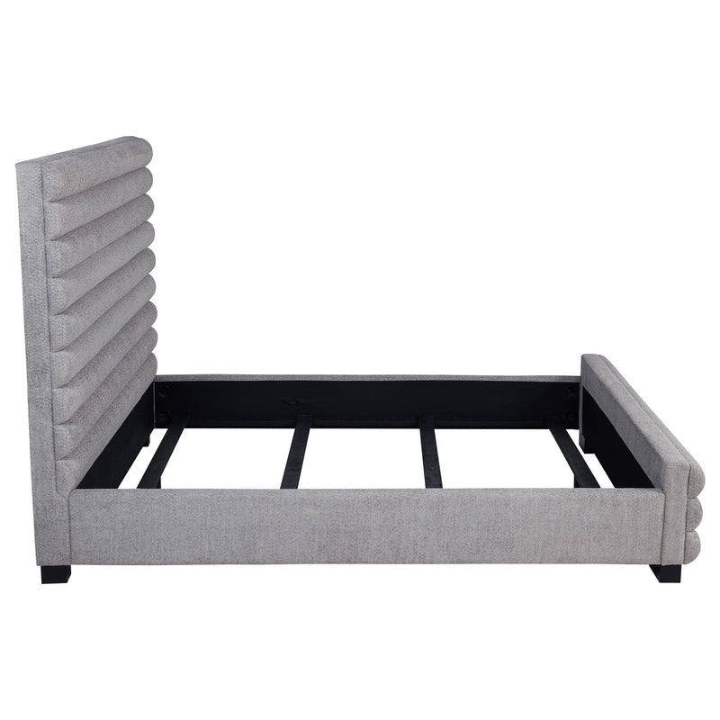 Queen Bed With Textured, And Tufted Headboard - Gray by HouseOfZazla