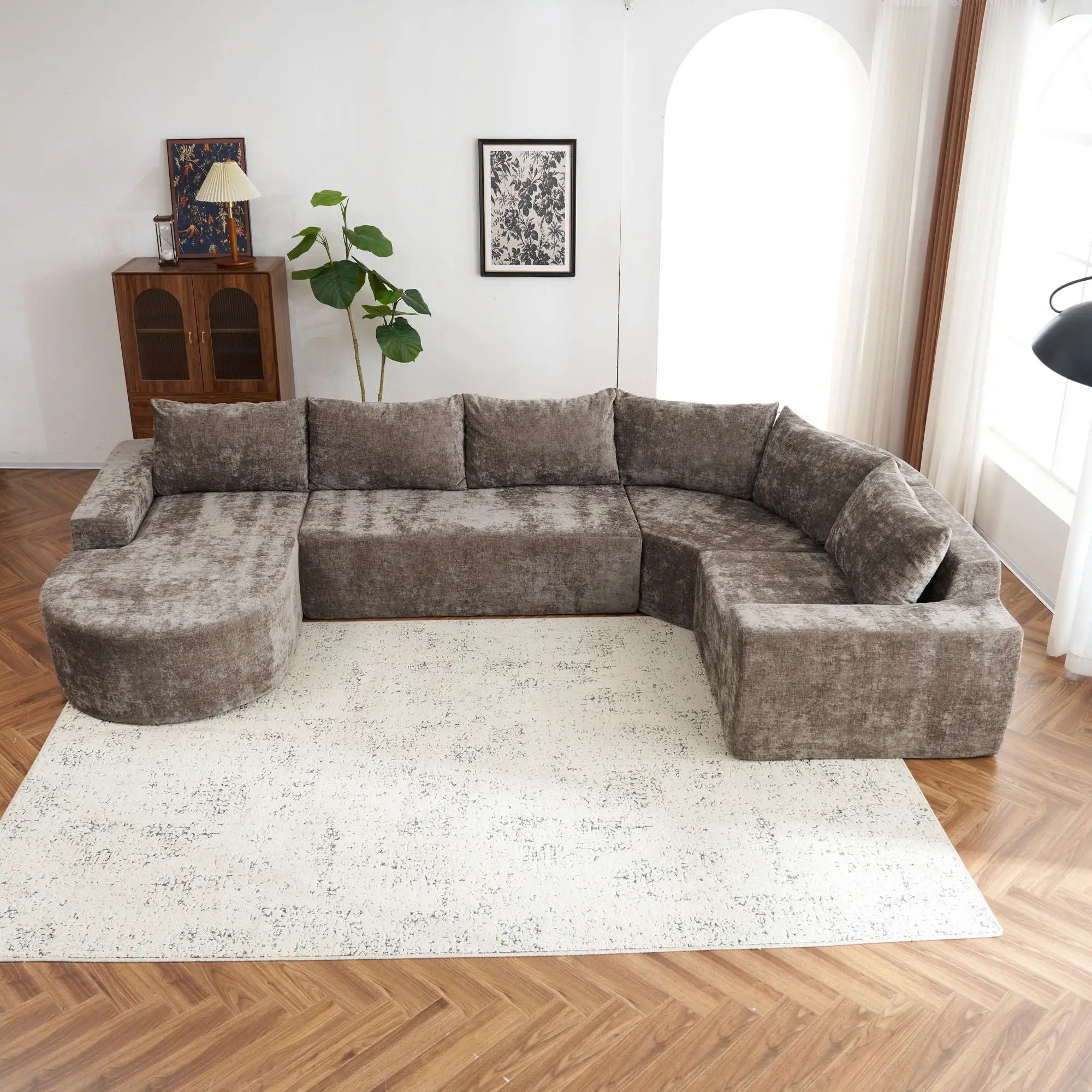 U-Shaped Oversized Modular Cloud Sectional Sofa With Deep Seat For Living Room by HouseOfZazla