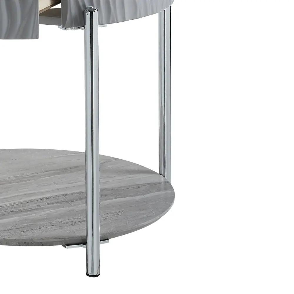 Yukino - End Table - Gray High Gloss & Chrome by Unique Piece Furniture