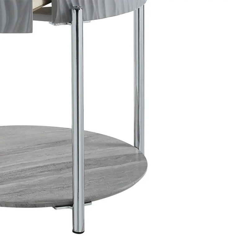 Yukino - End Table - Gray High Gloss & Chrome by Unique Piece Furniture