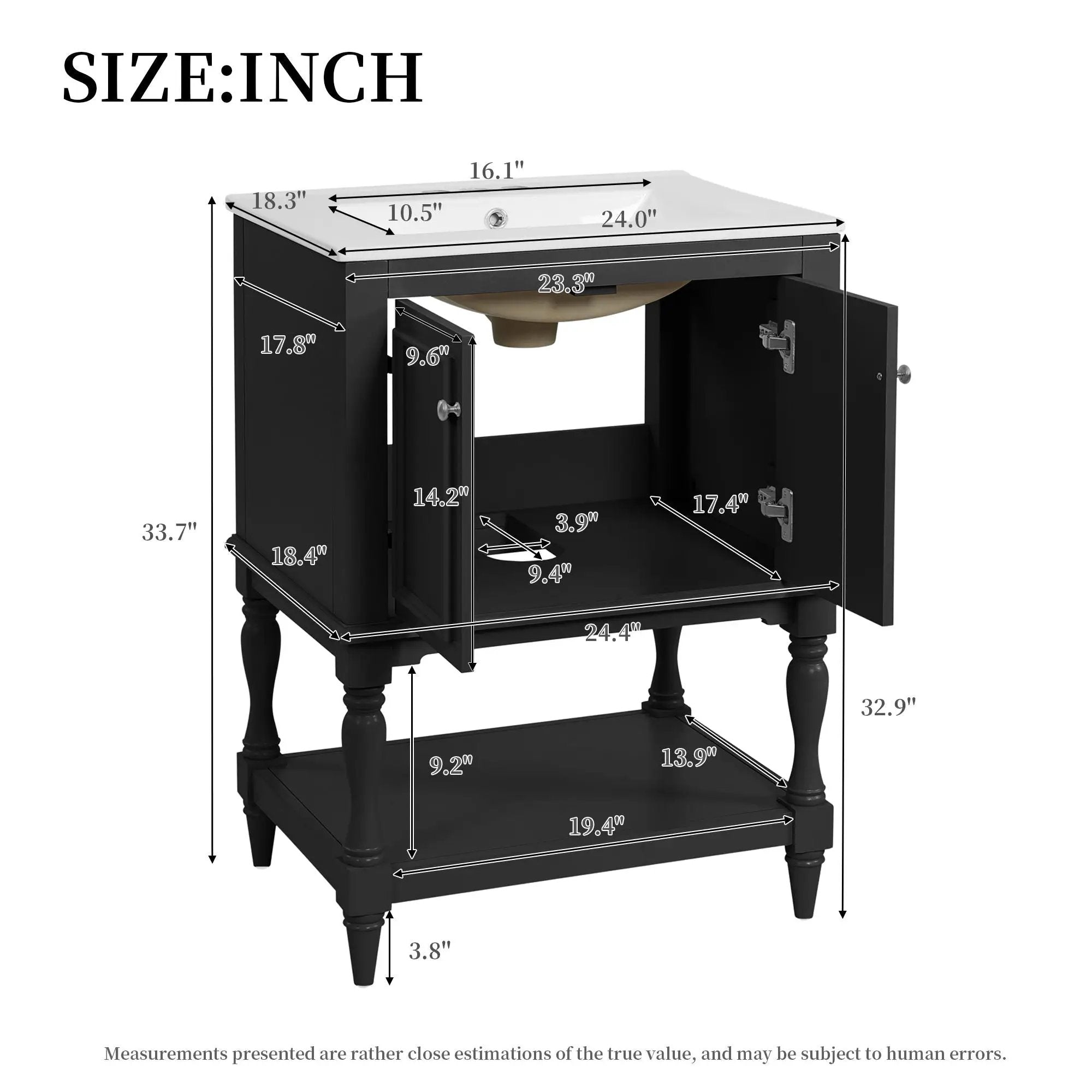 Modern Bathroom Vanity With Sink, Rectangular Cabinet With Open Shelf And Closed Storage by Unique Piece Furniture
