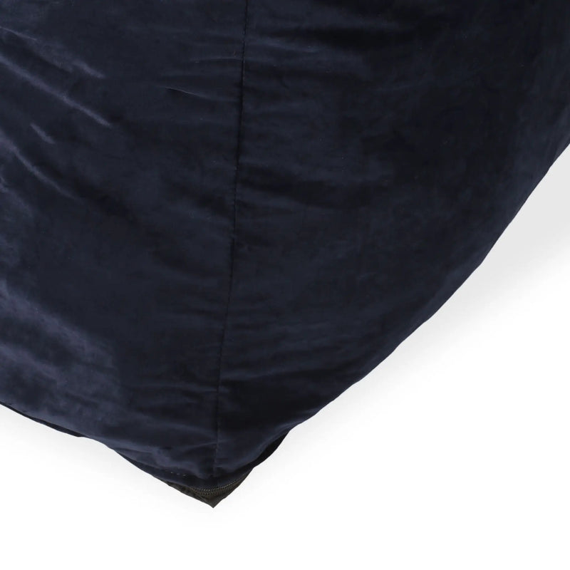 Allea - Velveteen Bean Bag Chair With Armrests - Midnight Blue by HouseOfZazla