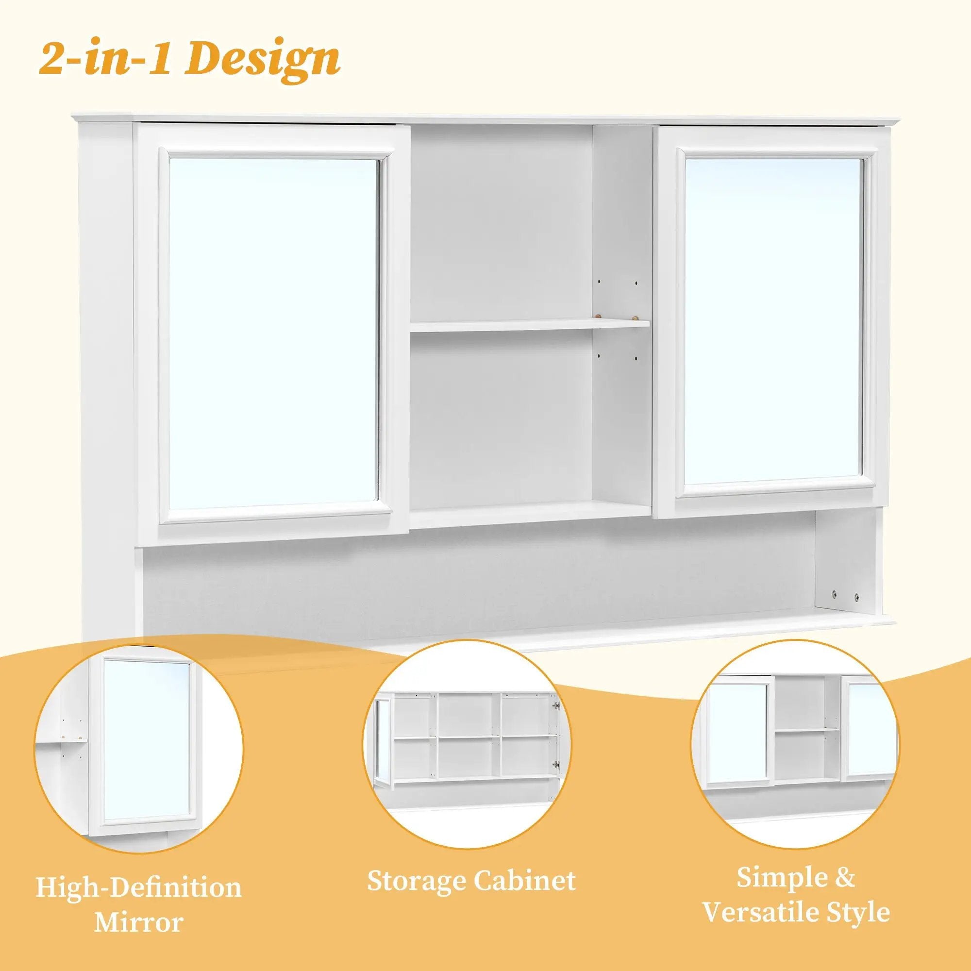Double Sink Bathroom Vanity Set with Wall Mount Mirror Cabinet by HouseOfZazla