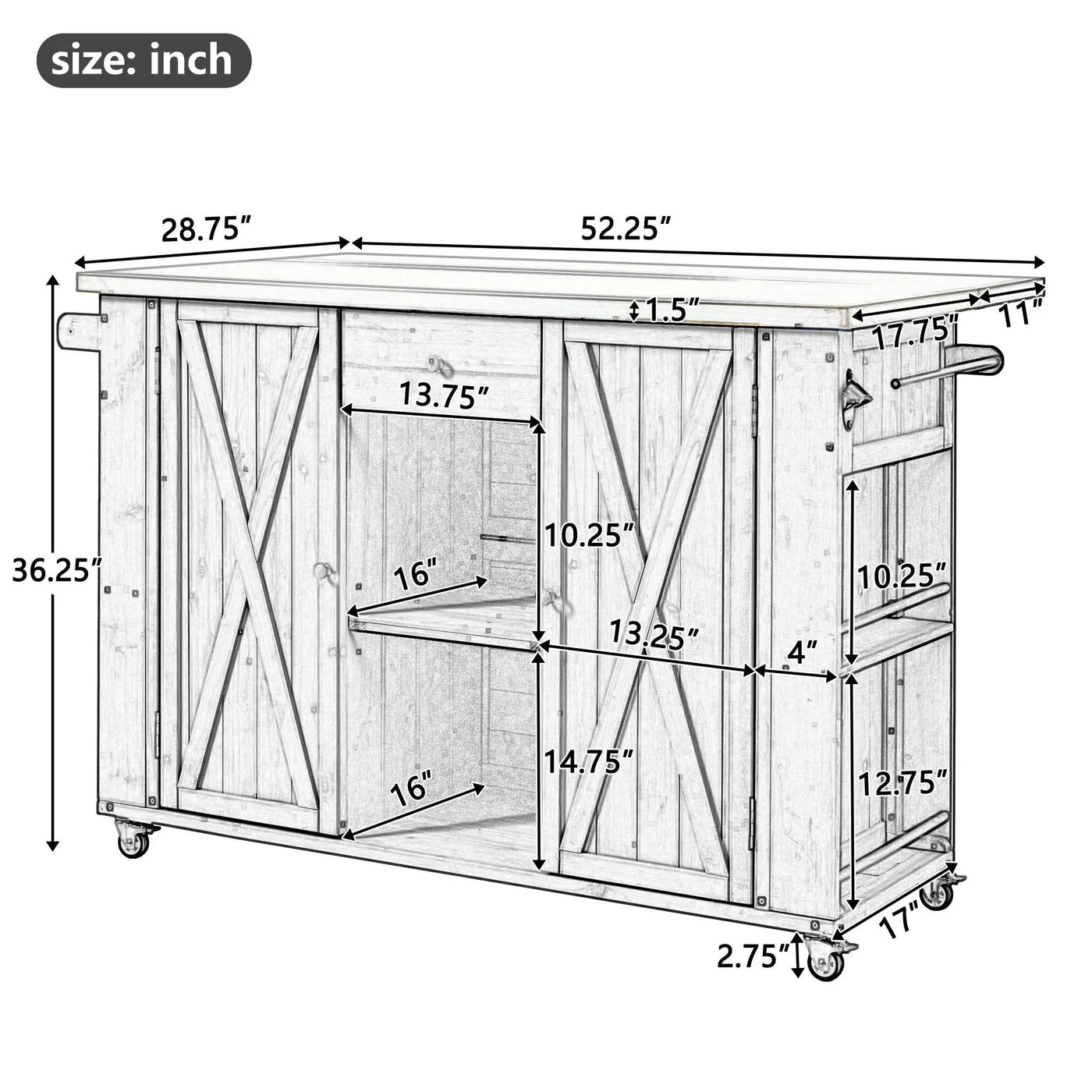 Outdoor Kitchen Island With Stainless Steel Top, Ample Storage Space, Towel And Spice Racks And A Bottle Opener by Unique Piece Furniture