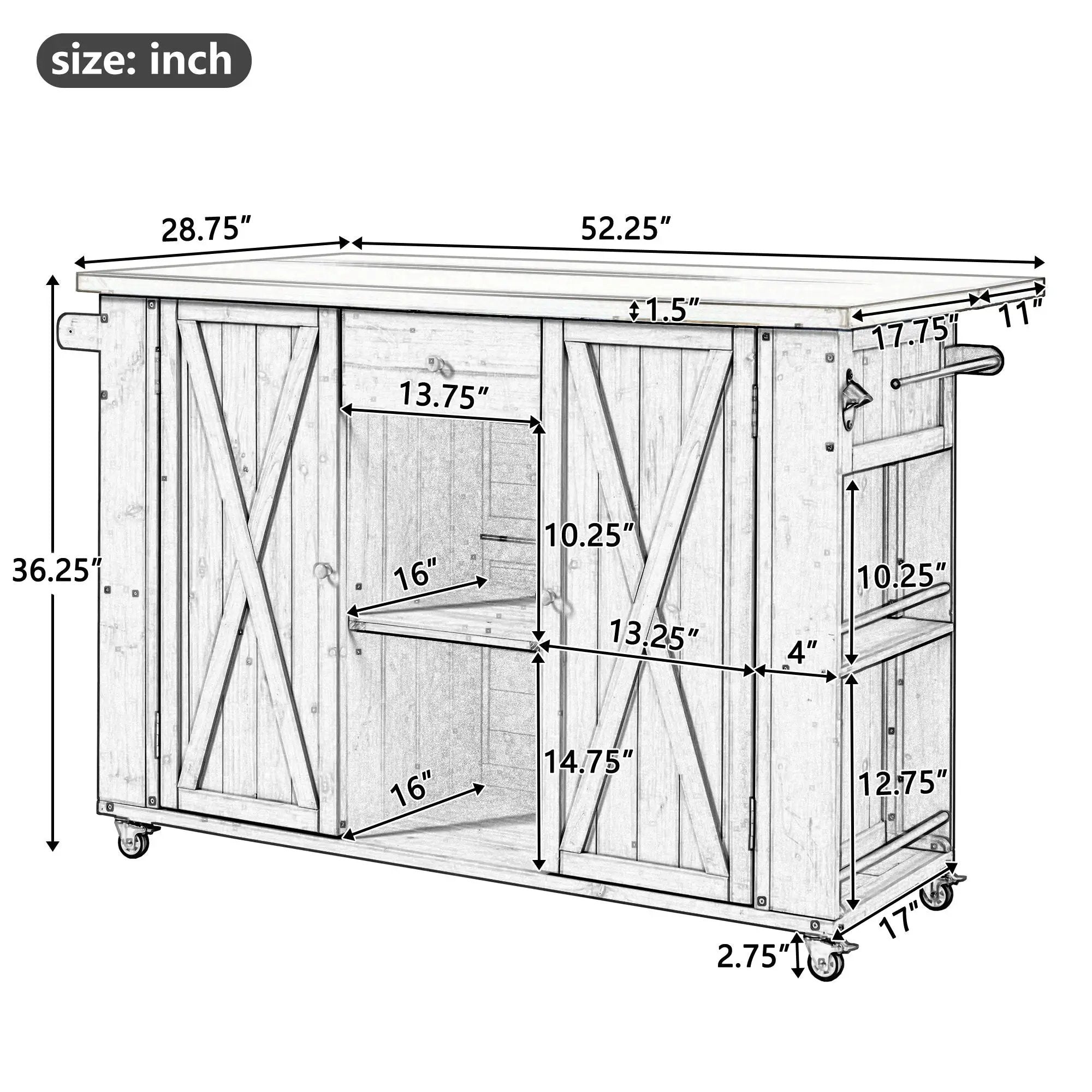 Outdoor Kitchen Island With Stainless Steel Top, Ample Storage Space, Towel And Spice Racks And A Bottle Opener by Unique Piece Furniture