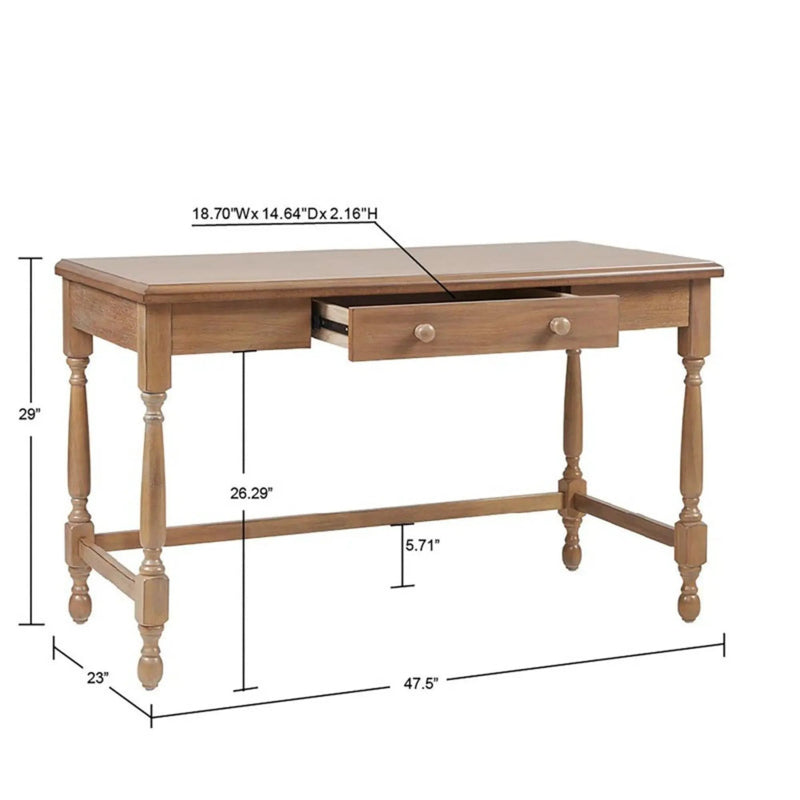 Tabitha - Desk With Drawer And Turned Legs - Natural by HouseOfZazla