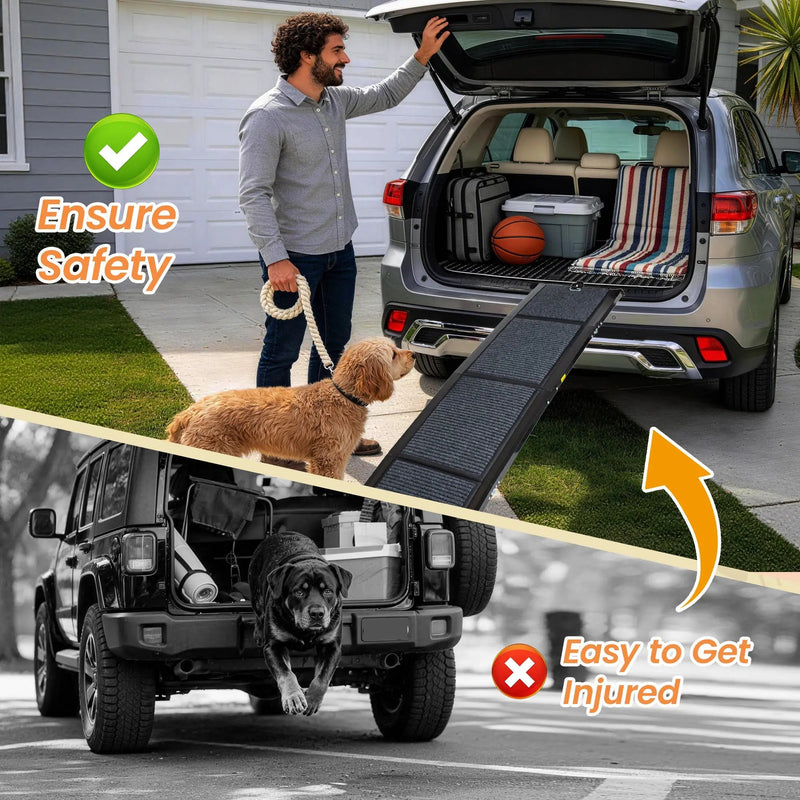 Folding Dog Ramp for Cars - 63" Long & 17.3" Wide by HouseOfZazla