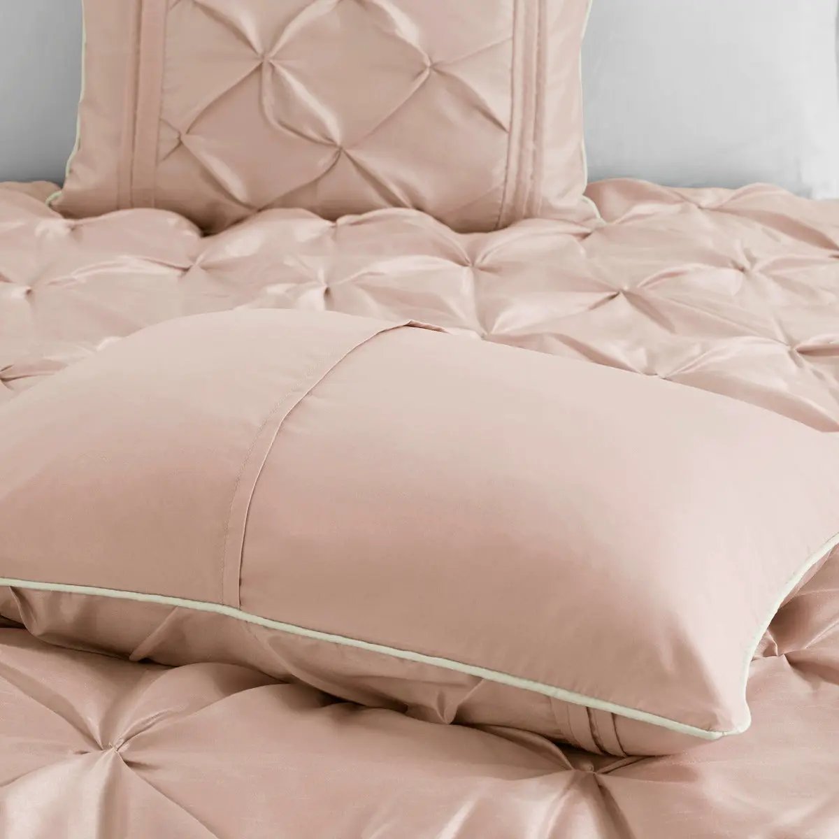 7 Piece Tufted Comforter Set Blush Cal King by HouseOfZazla