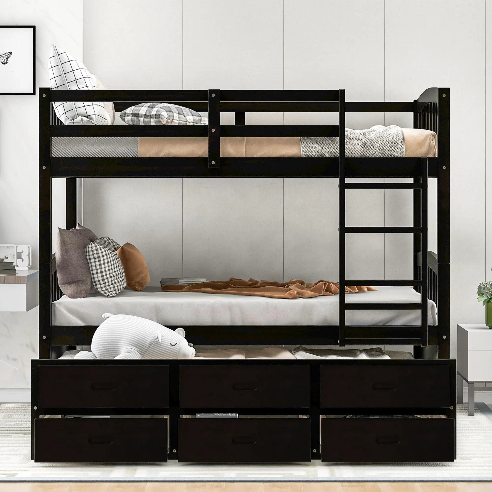 Bunk Bed With Trundle And Drawers, Arched Headboard And Footboard by Unique Piece Furniture