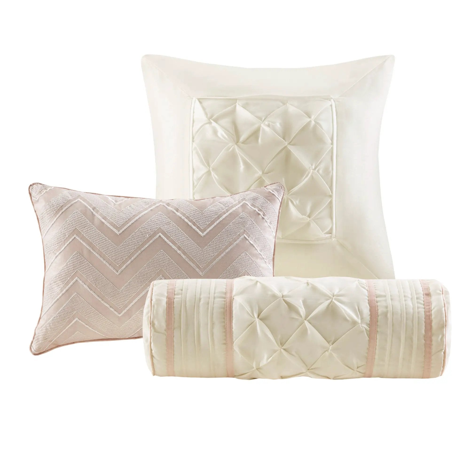 7-Piece Full 100% Polyester Pieced Pleated Tufted Comforter Set by HouseOfZazla