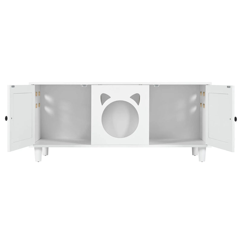 Furniture Style Cat Cabinet Cat Litter Box With Sisal Scratching Door - Cream White by HouseOfZazla