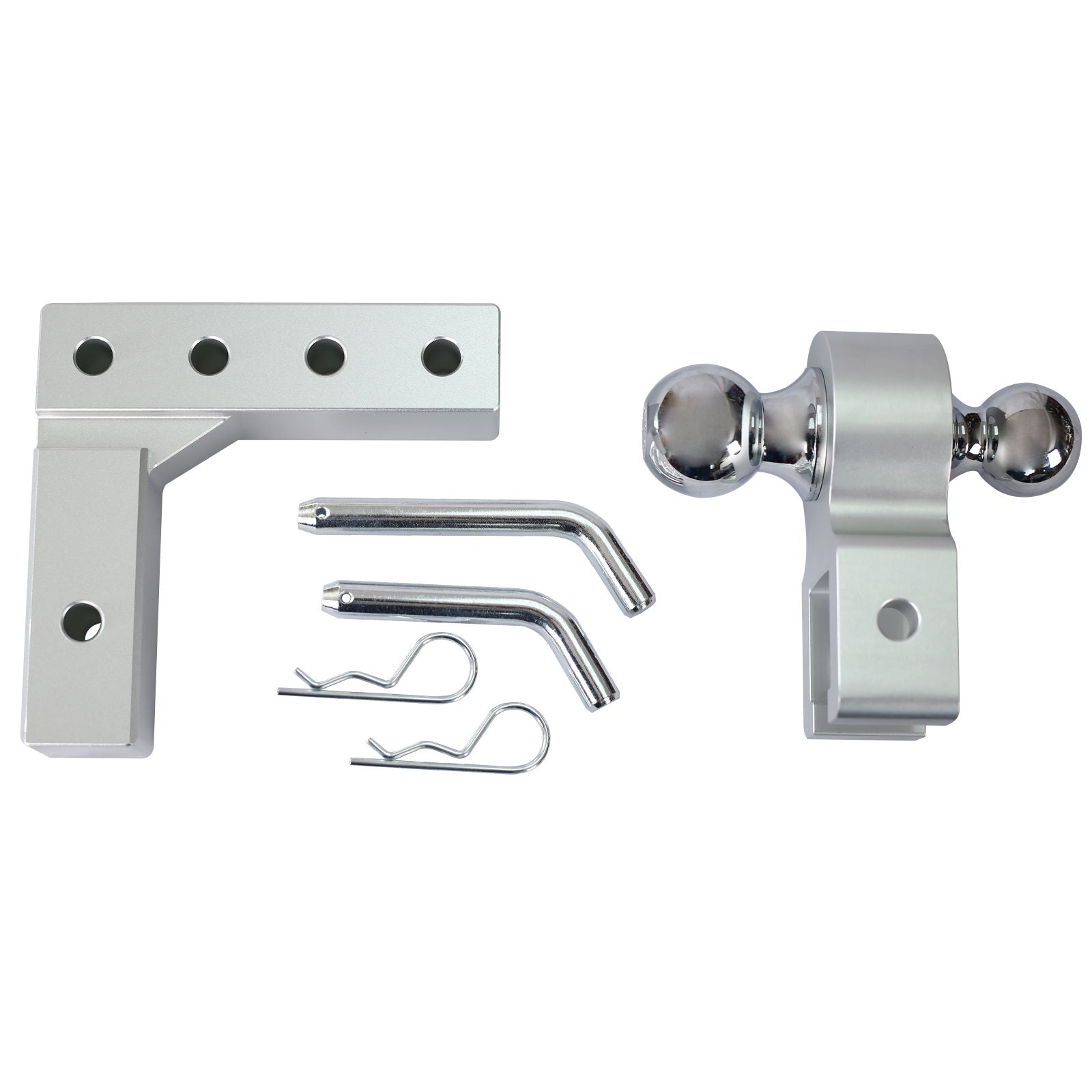 Alu - Adjustable Trailer Drop Hitch With 2" Receiver, 6" Adjustable - Silver by HouseOfZazla