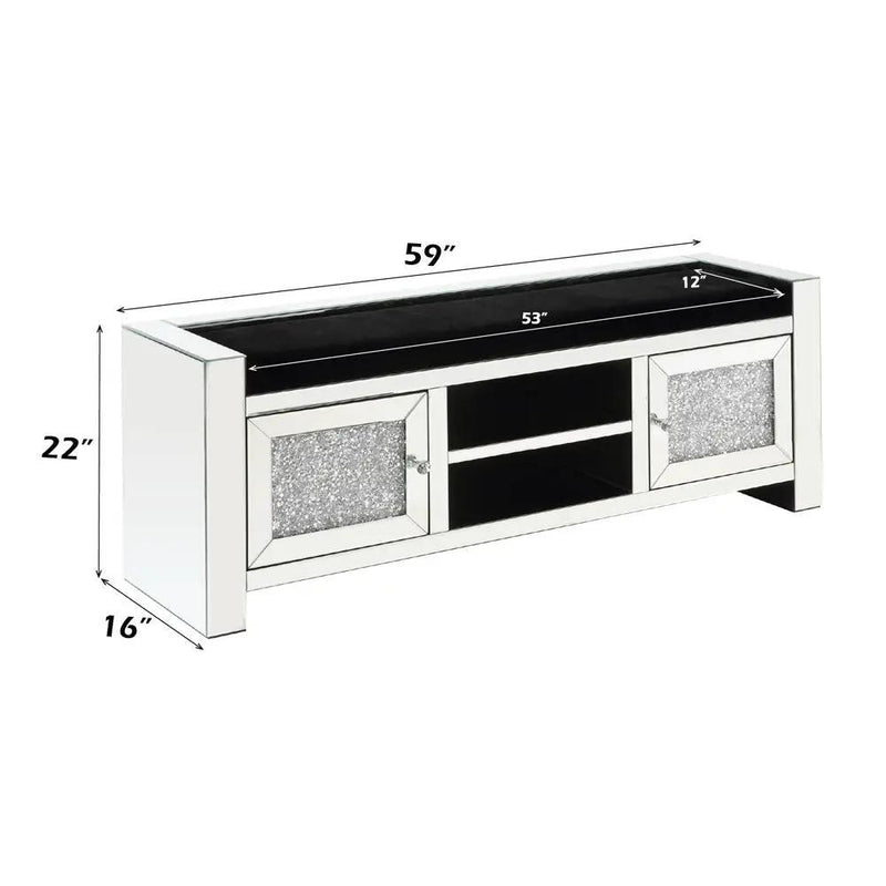 Noralie - 59" Bench With Storage - Mirrored & Faux Diamonds by Unique Piece Furniture