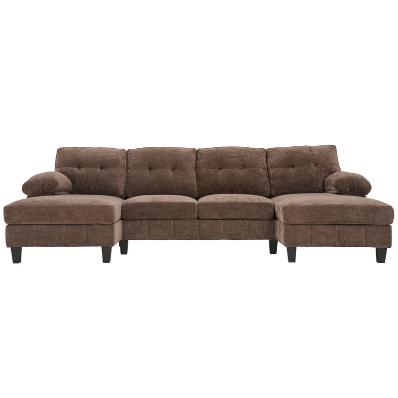 U-Shaped Sectional Sofa 103.5" Fabric Couch With Dual Chaise Lounges, Storage Pockets, Armrest Pillows by HouseOfZazla