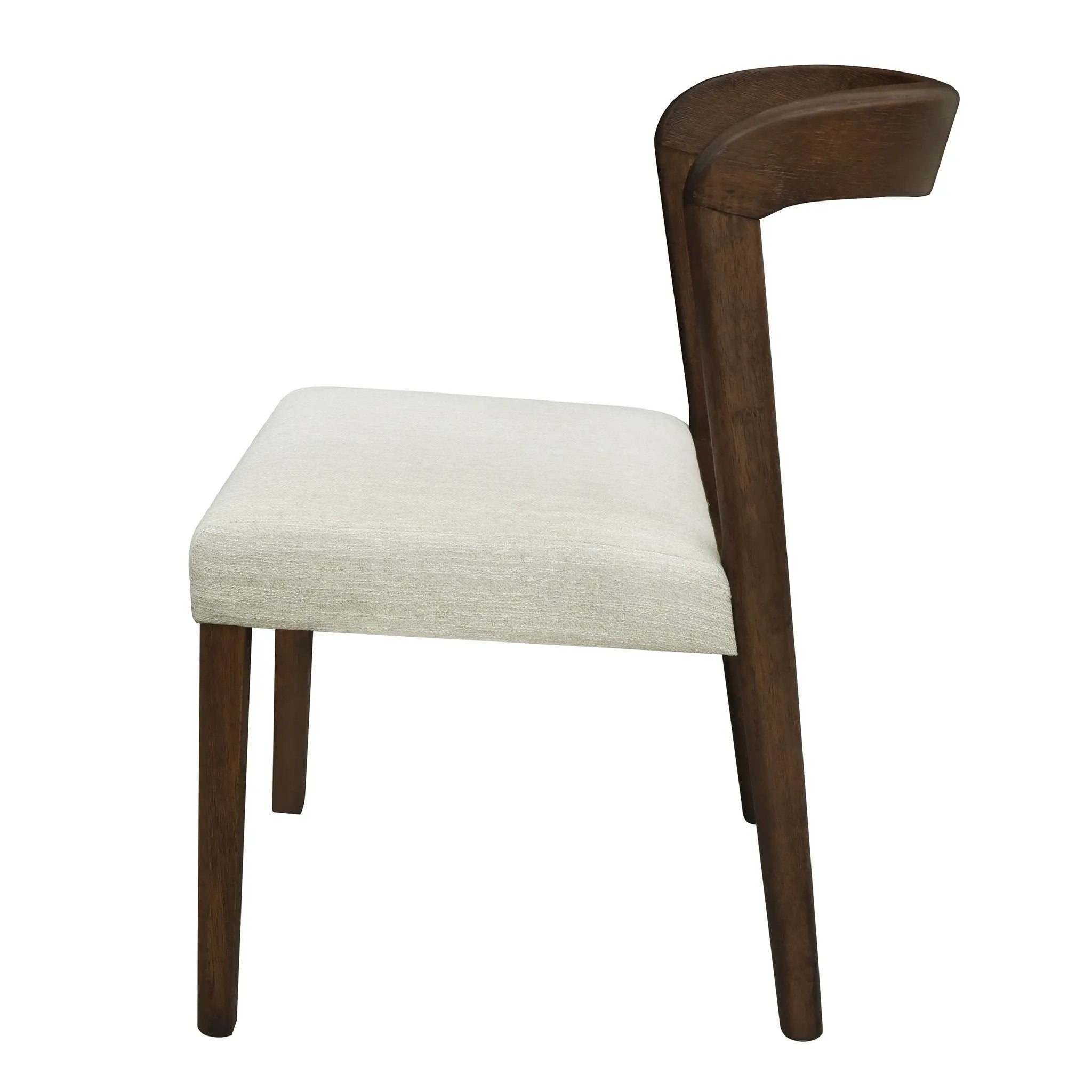 Solid Rubber Wood Dining Chairs (Walnut + Beige) Set of 2 by HouseOfZazla