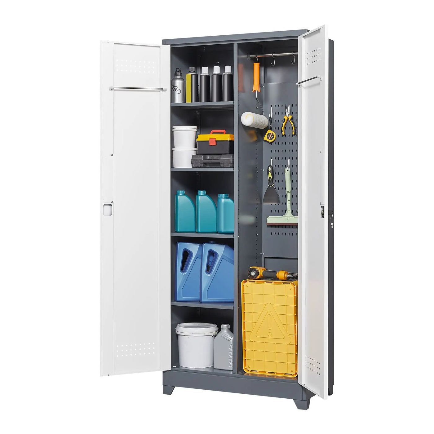 Lockers With Locking Doors, Adjustable Shelves, High Broom Tool Storage Cabinet by HouseOfZazla