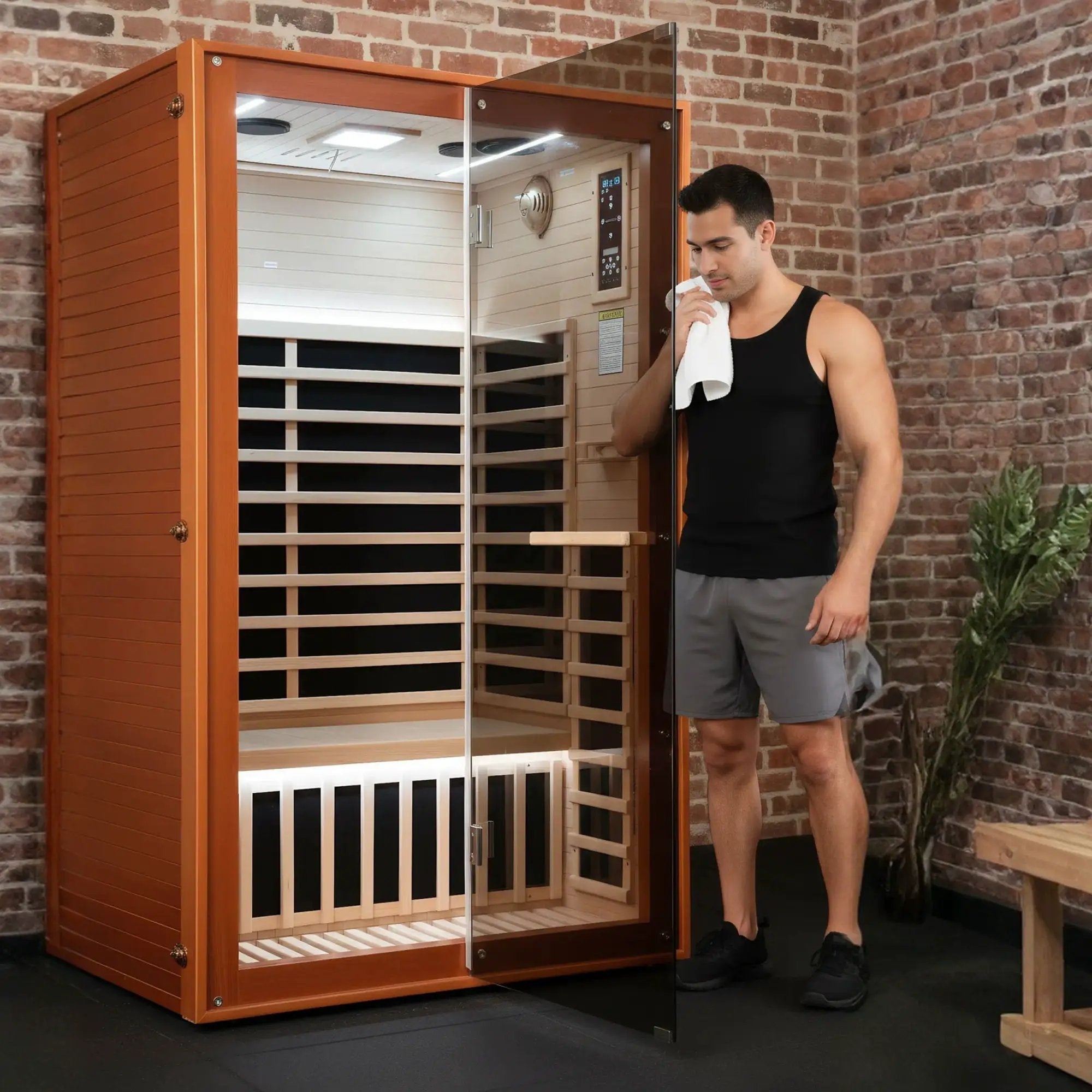 Double Sauna Room With Carbon Heating Plates - American White Oak by HouseOfZazla