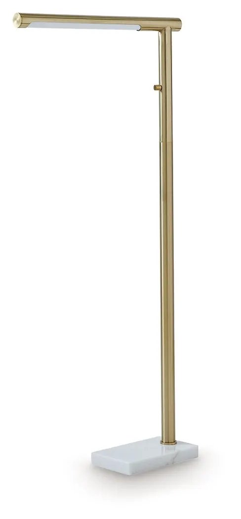 Santiford - Metal Floor Lamp - Gold Finish / White by Unique Piece Furniture