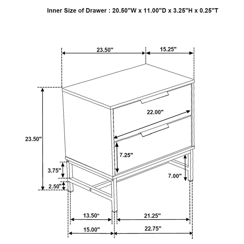 Yountville - 2 Drawer Nightstand - White by HouseOfZazla