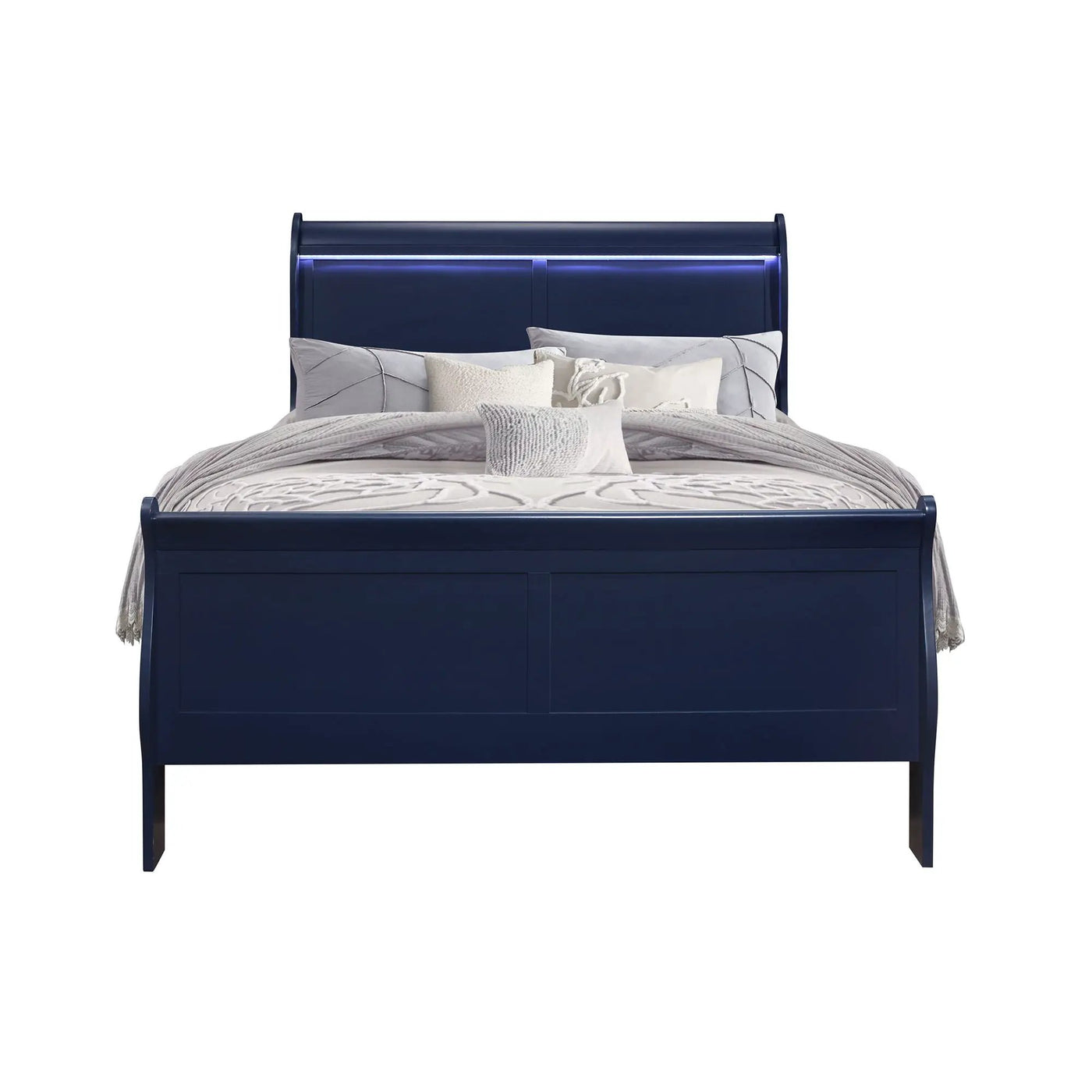Charlston - Modern Sleigh Design Bed With LED by Unique Piece Furniture