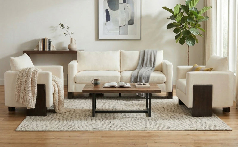 Cozy Sofa Set Oversized Comfy Cloud Sofa with Rubberwood Legs by HouseOfZazla