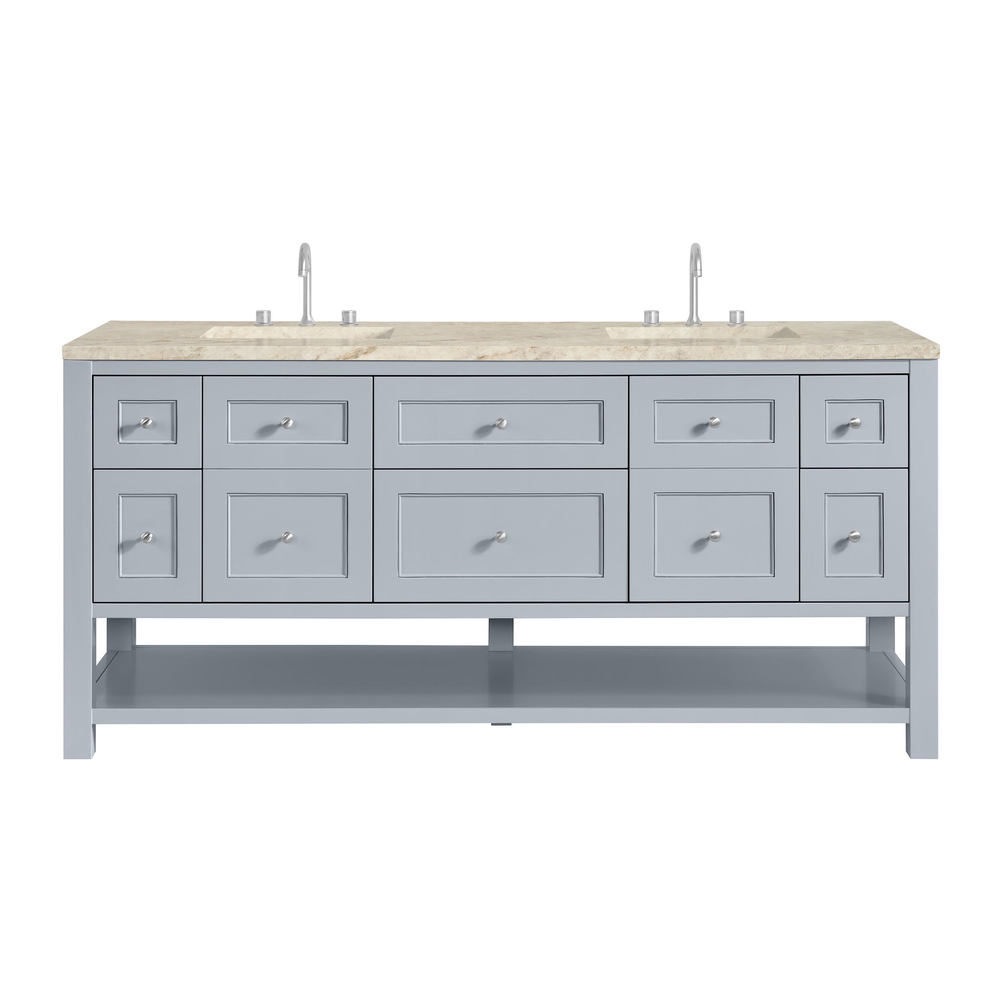 James Martin Breckenridge 72" Double Bathroom Vanity, Serenity Blue with Tajnar countertop