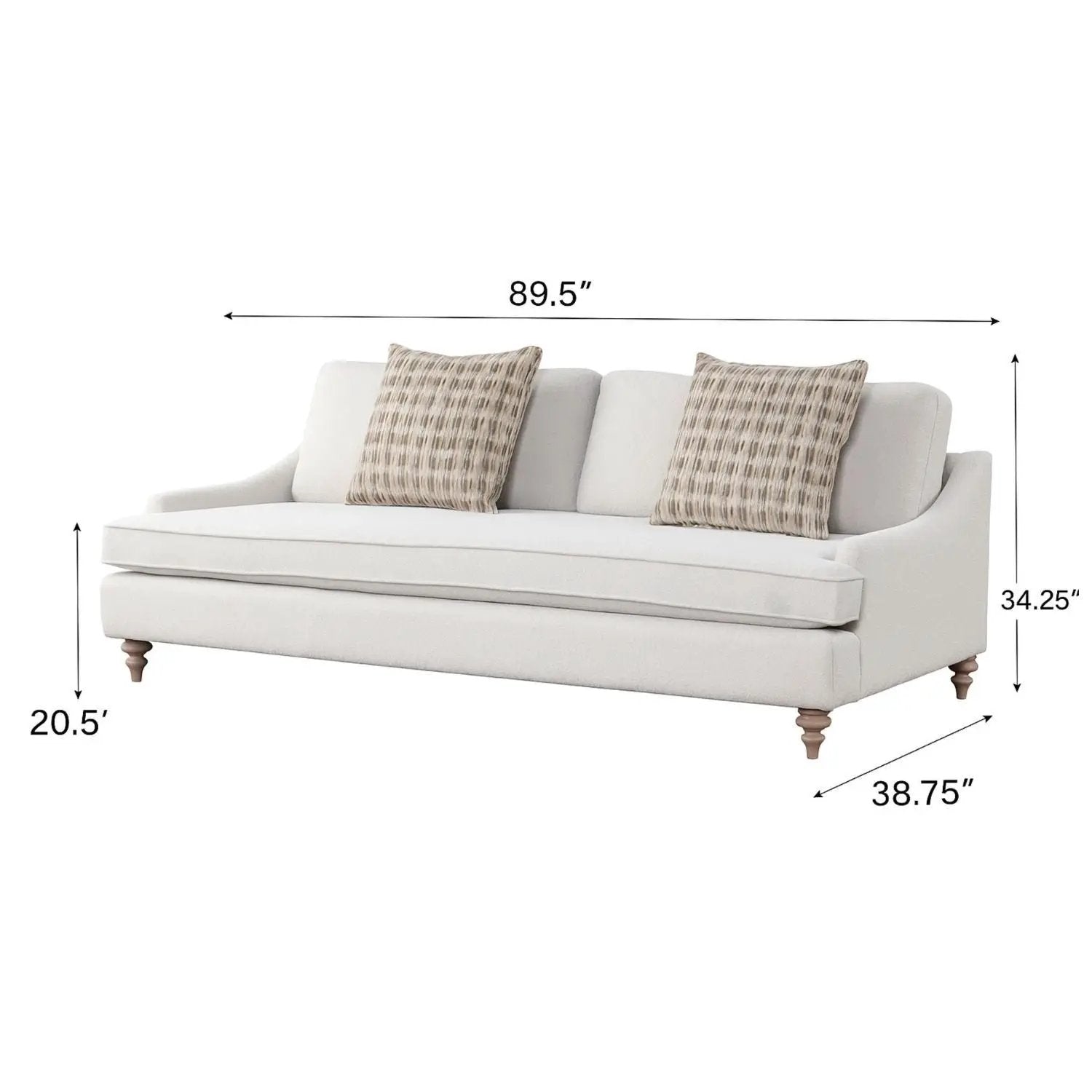 Sofa Single Reverable Cushion With 2 Pillows - Off White by Unique Piece Furniture