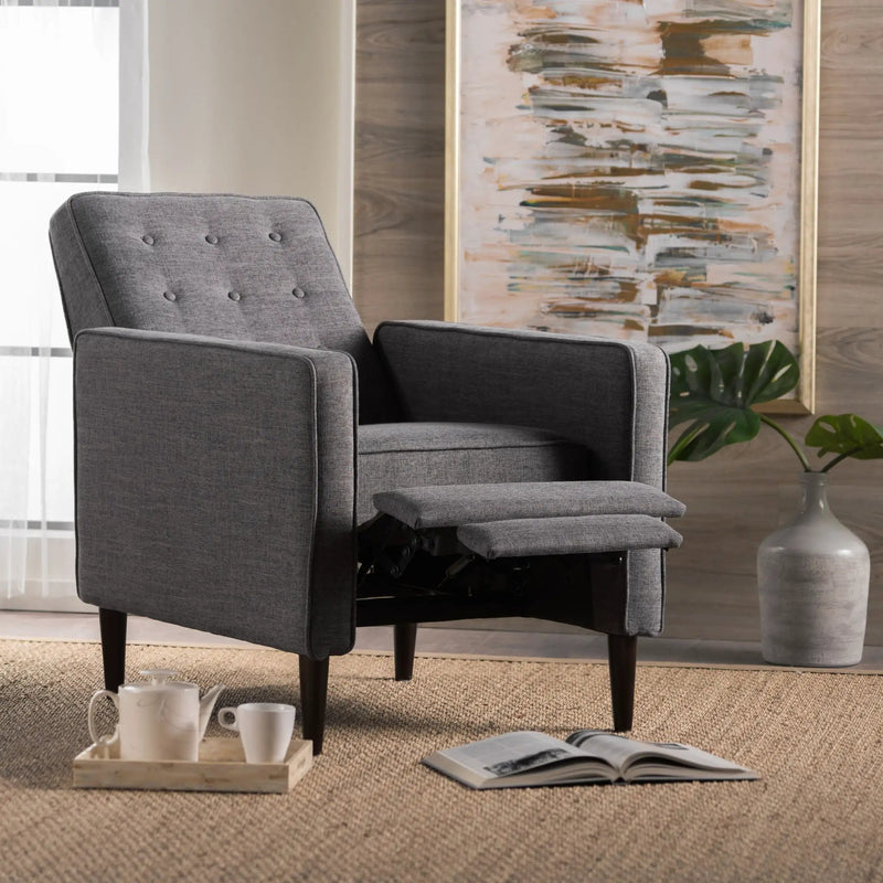 Mid-Century Modern Recliner With Button Tufted Waffle Stitch by Unique Piece Furniture