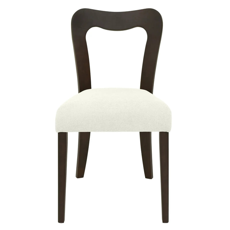Dining Chair Without Arm Set of 2 (Dark Brown + Beige) by HouseOfZazla