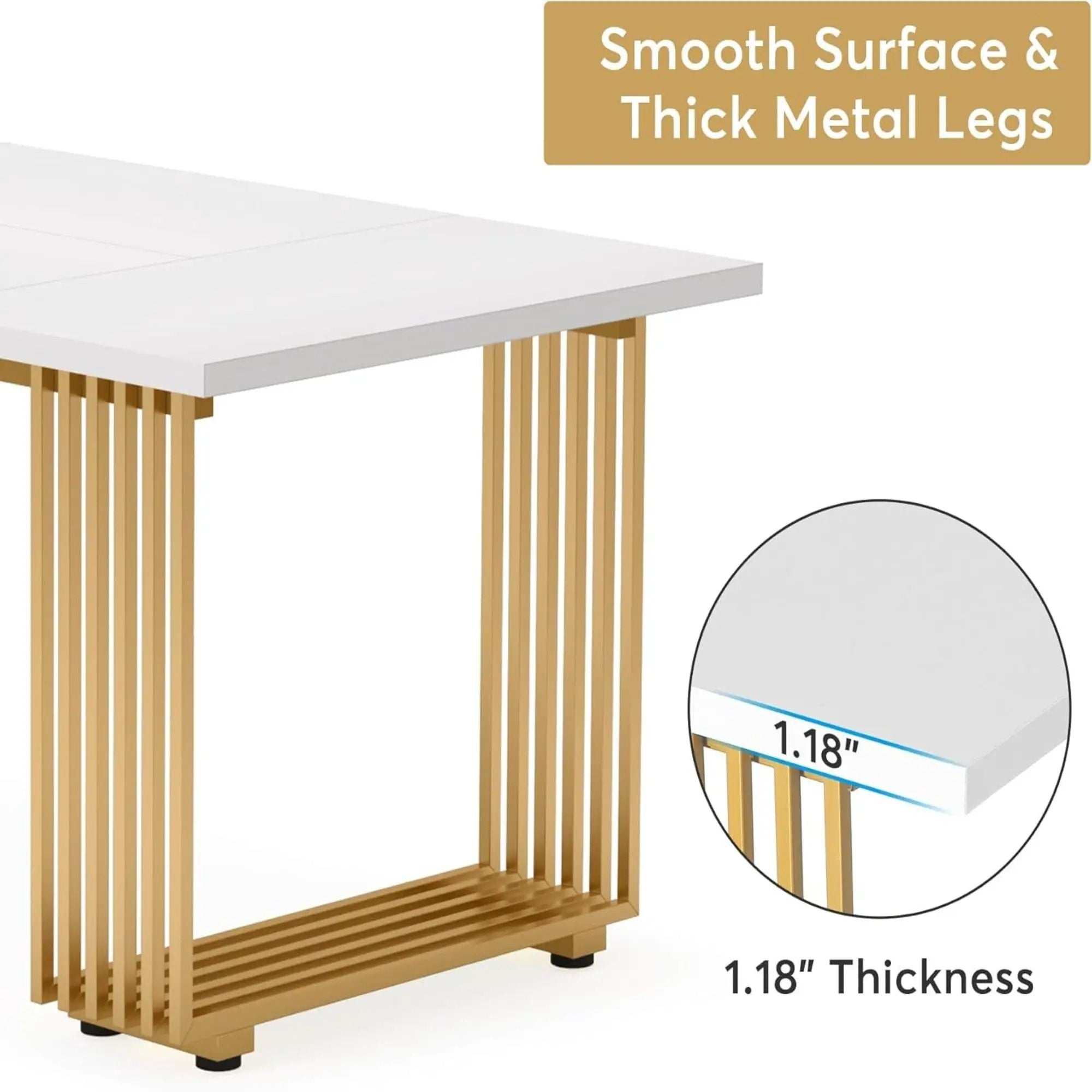Office Executive Desk For Home Office - White / Gold by HouseOfZazla