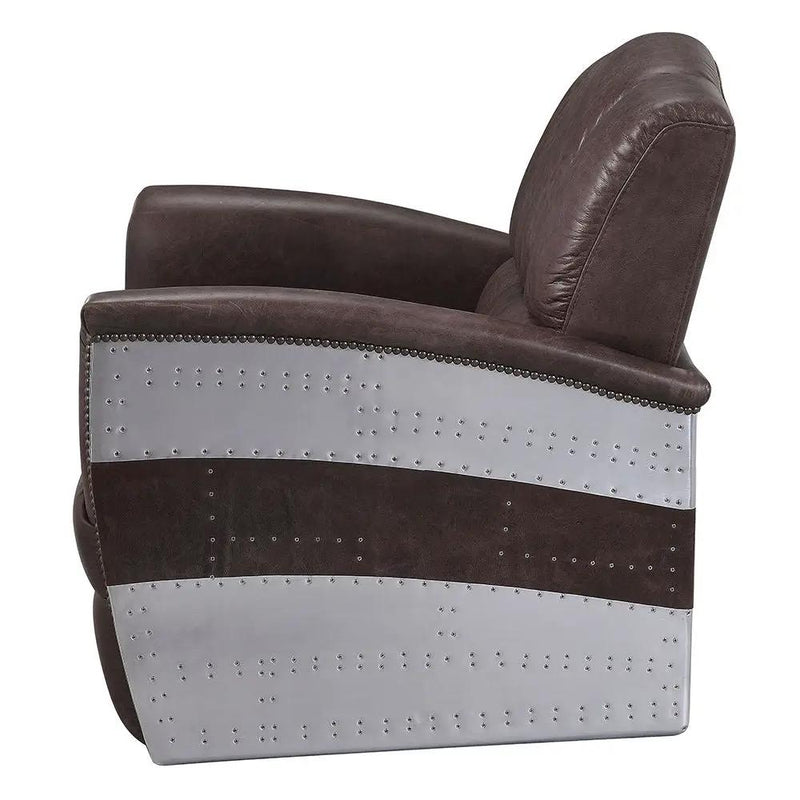 Brancaster - Accent Chair - Retro Brown Top Grain Leather & Aluminum by Unique Piece Furniture