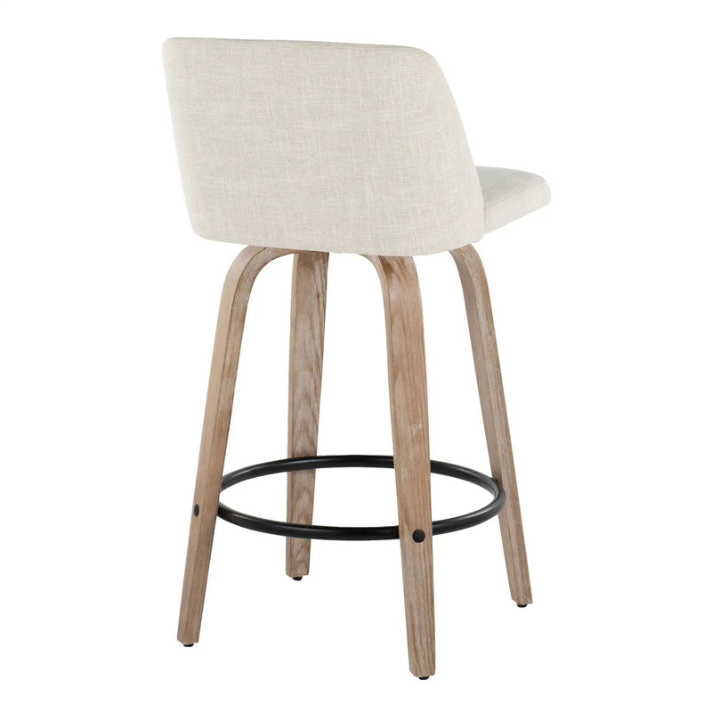 Toriano - Contemporary Fixed Height Counter Stool Swivel & Round Footrest (Set of 2) by HouseOfZazla