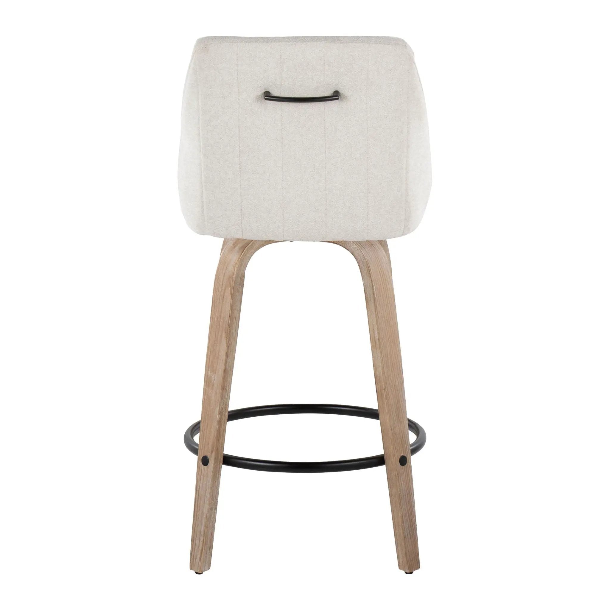 Hannah - Transitional Fixed Height Counter Stool With Swivel With Round Footrest (Set of 2) by HouseOfZazla