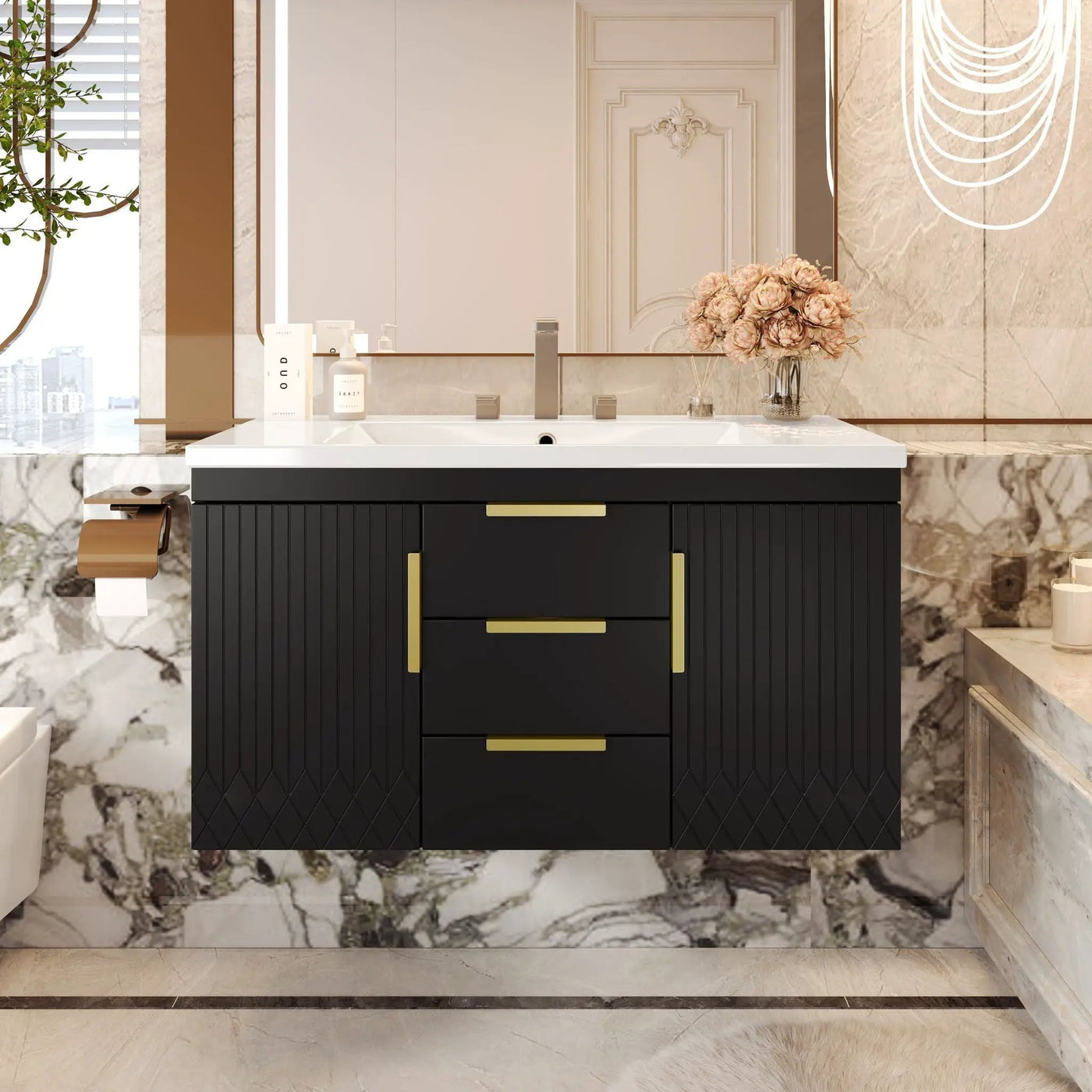 Wall Mounted Bathroom Vanity With Sink and Floating Storage Cabinet by HouseOfZazla