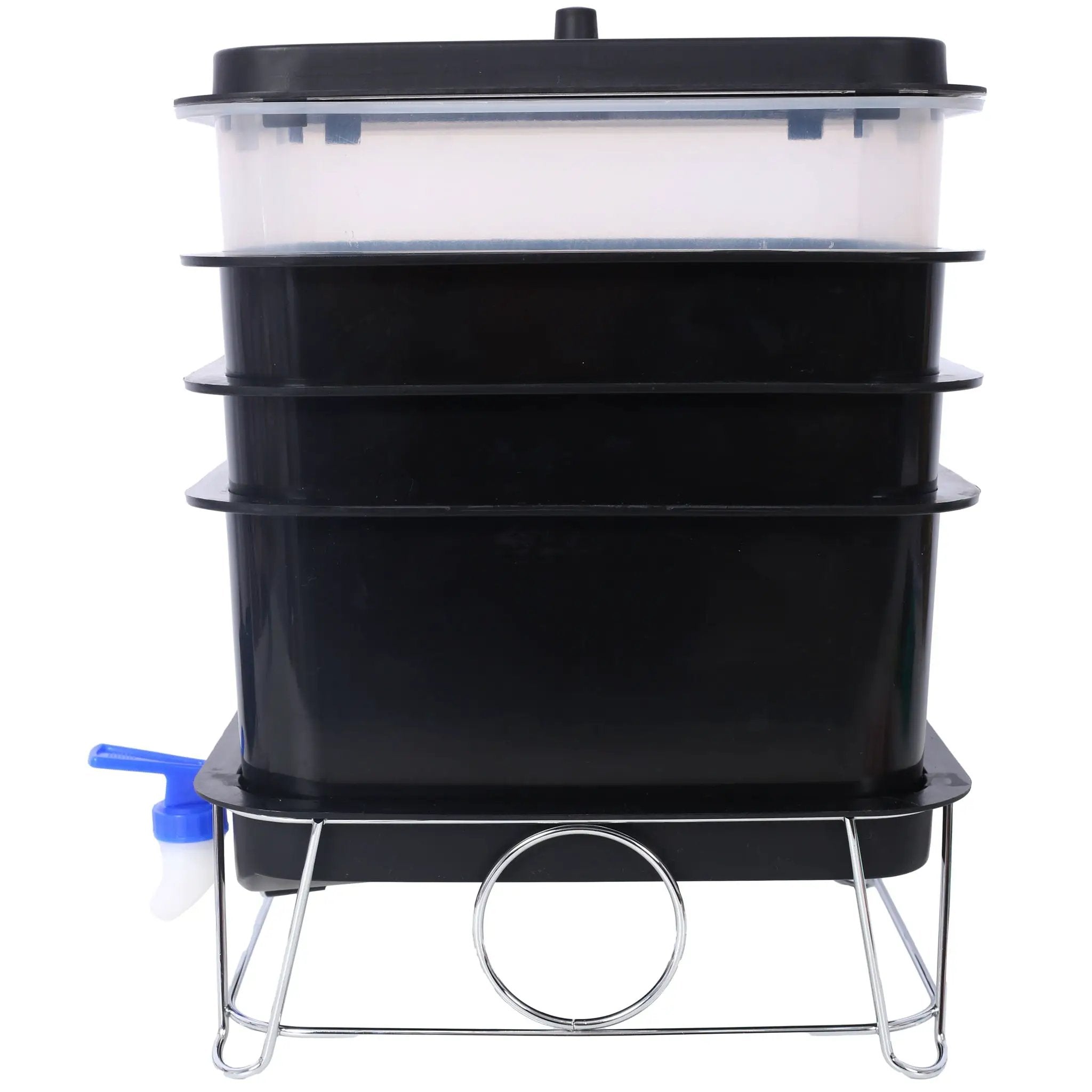 Durable Worm Farm Composting Bin With 4 Tray System For Food Waste Recycling Plastic - Black by HouseOfZazla