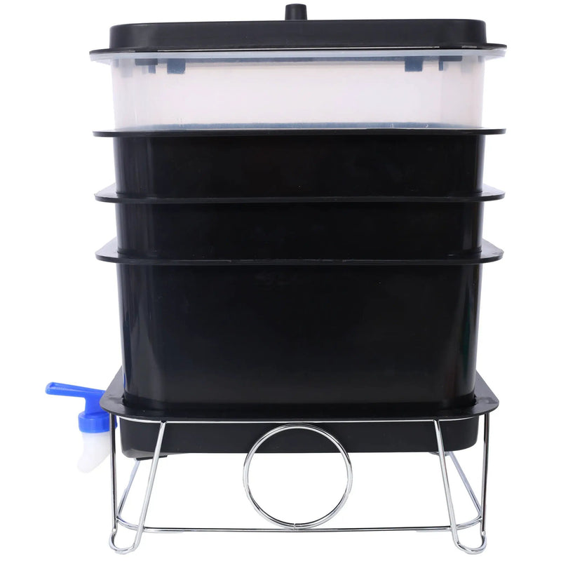 Durable Worm Farm Composting Bin With 4 Tray System For Food Waste Recycling Plastic - Black by HouseOfZazla