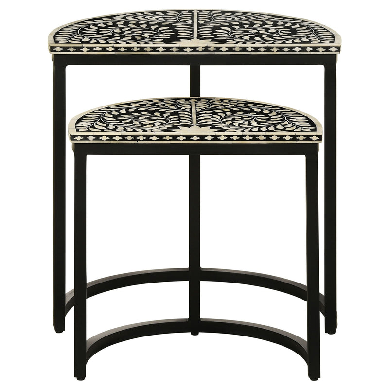 Allura - 2 Piece Demilune Nesting Table Set - Black by HouseOfZazla