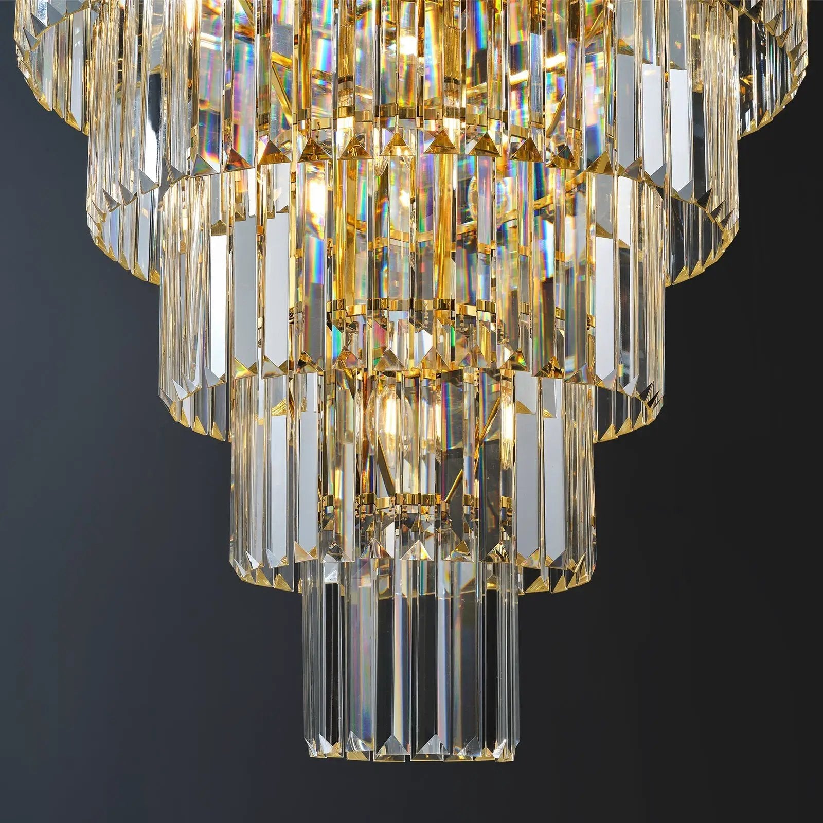 48-Inch Gold Tiered Crystal Tube Chandelier by HouseOfZazla